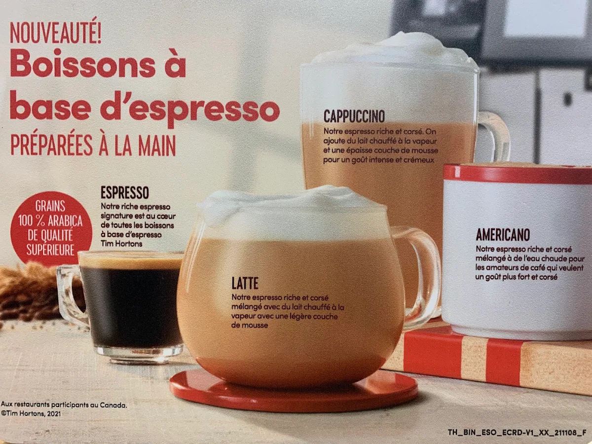 Menu, Tim Hortons