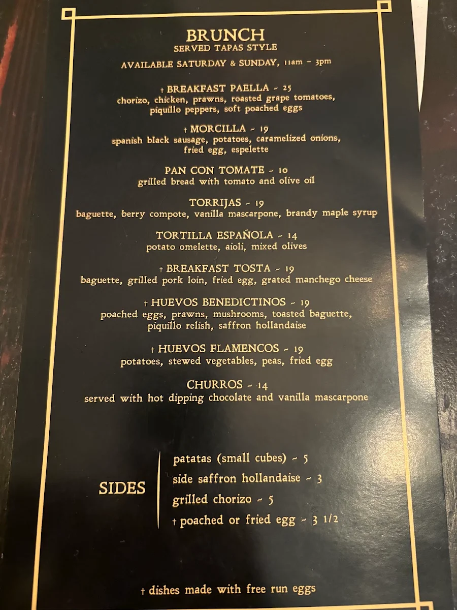 Menu, Bodega on Main