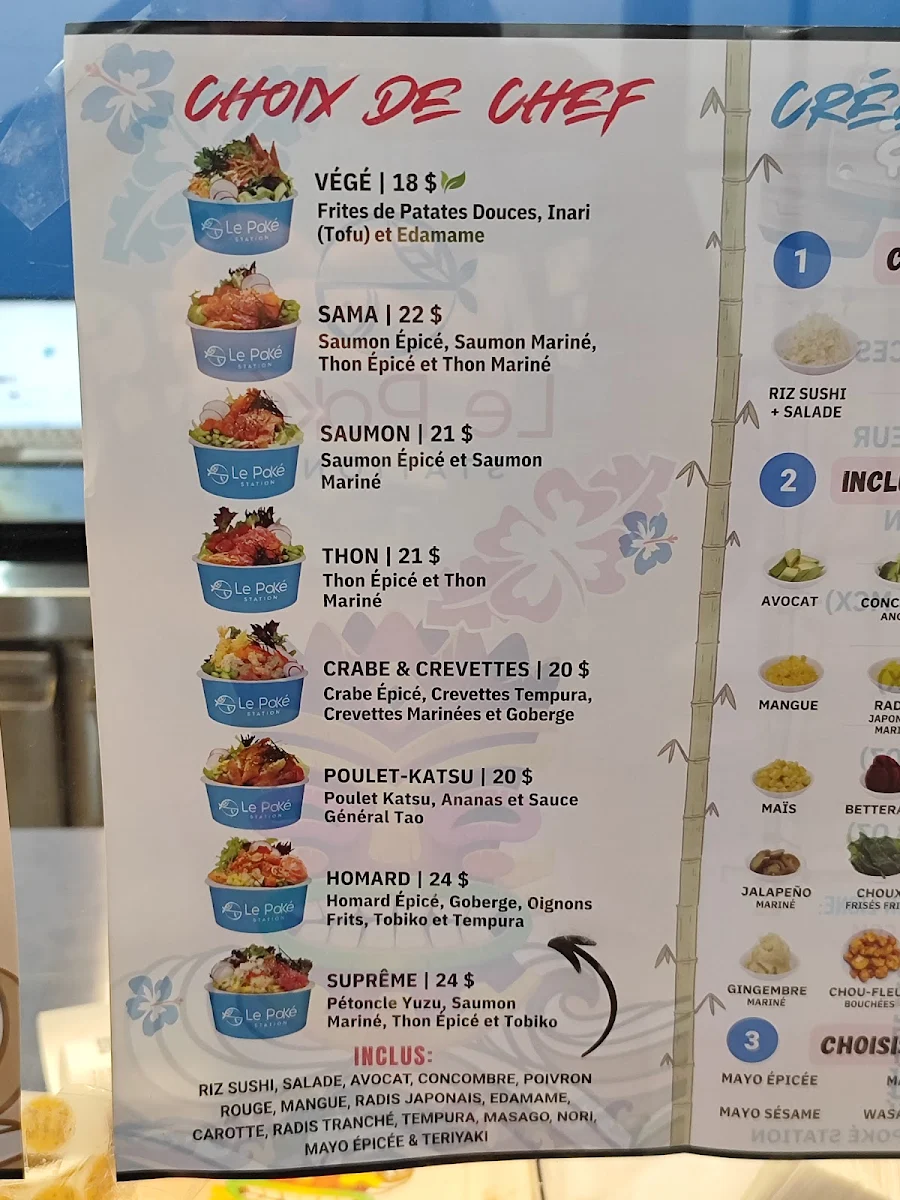 Menu, Poke station Griffintown
