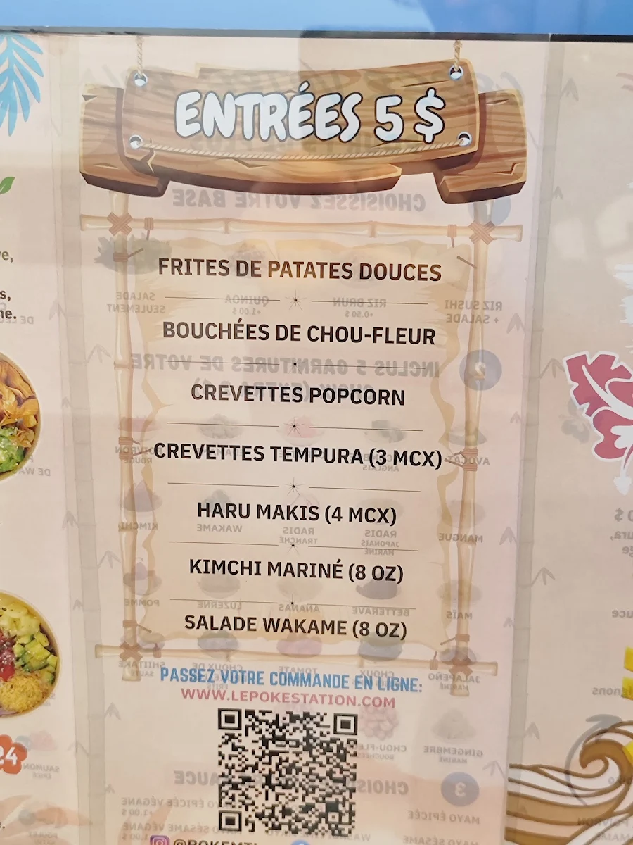 Menu, Poke station Griffintown