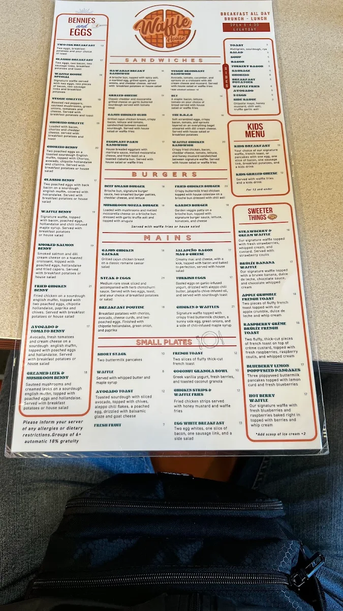 Menu, Waffle House Diner