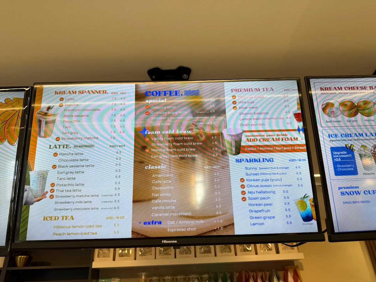 Menu, Kream cafe