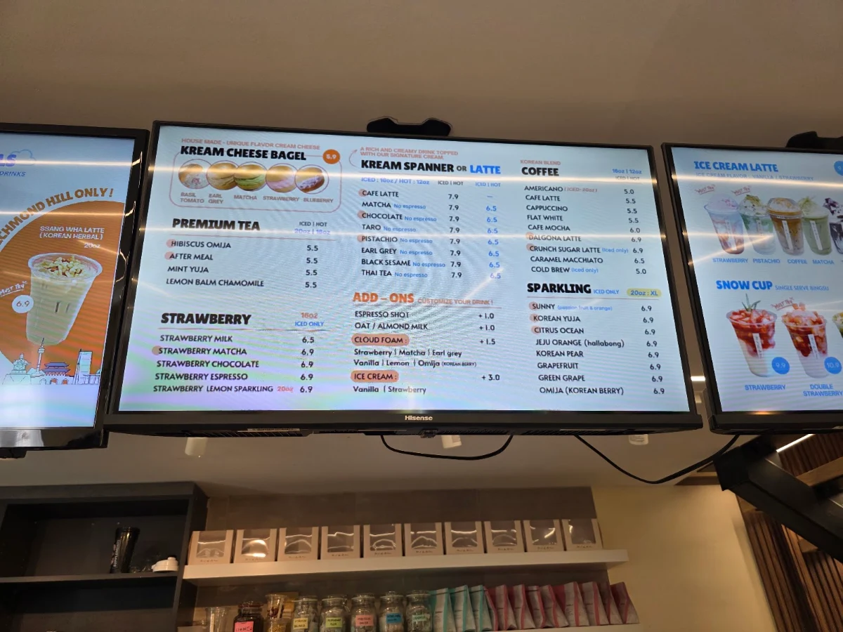 Menu, Kream cafe