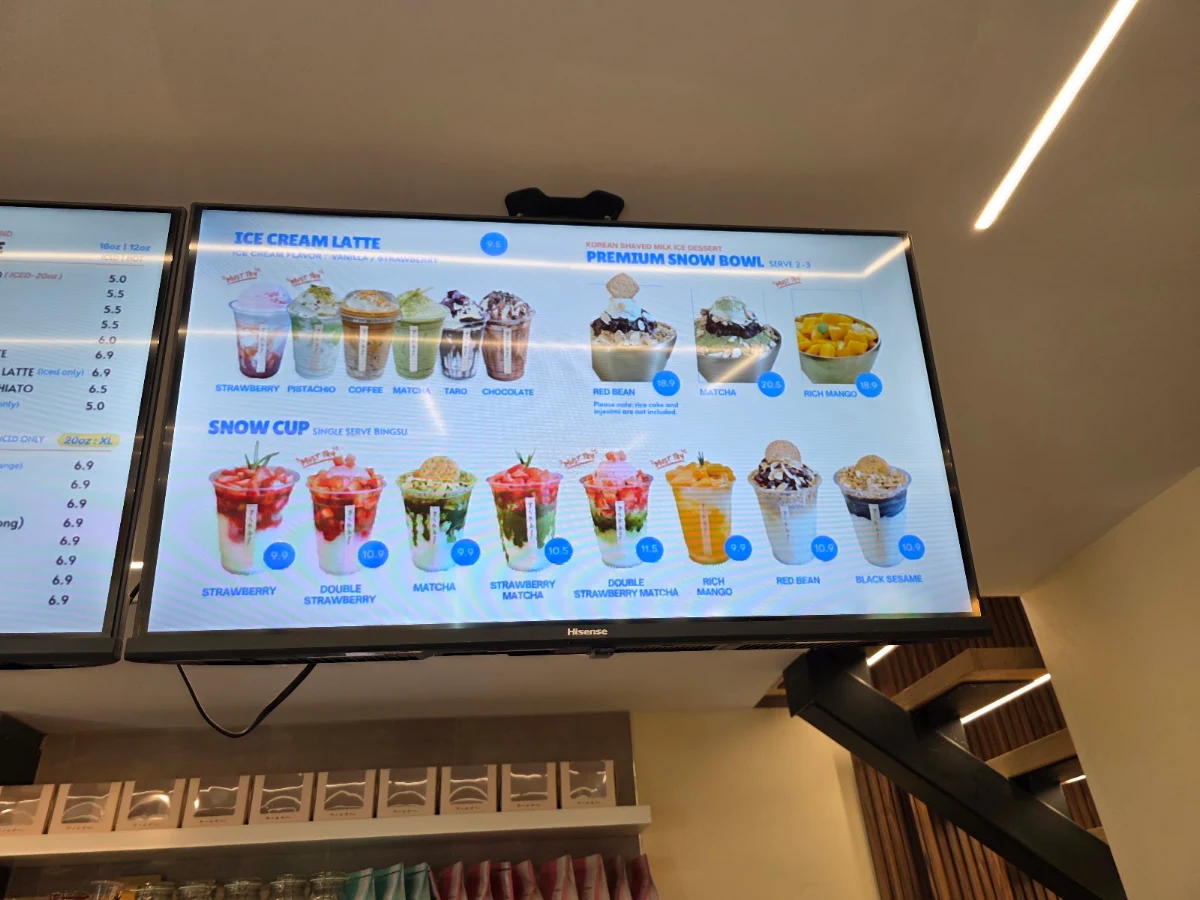 Menu, Kream cafe