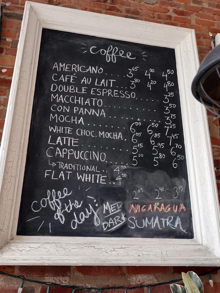 Menu, Kingston Coffee House