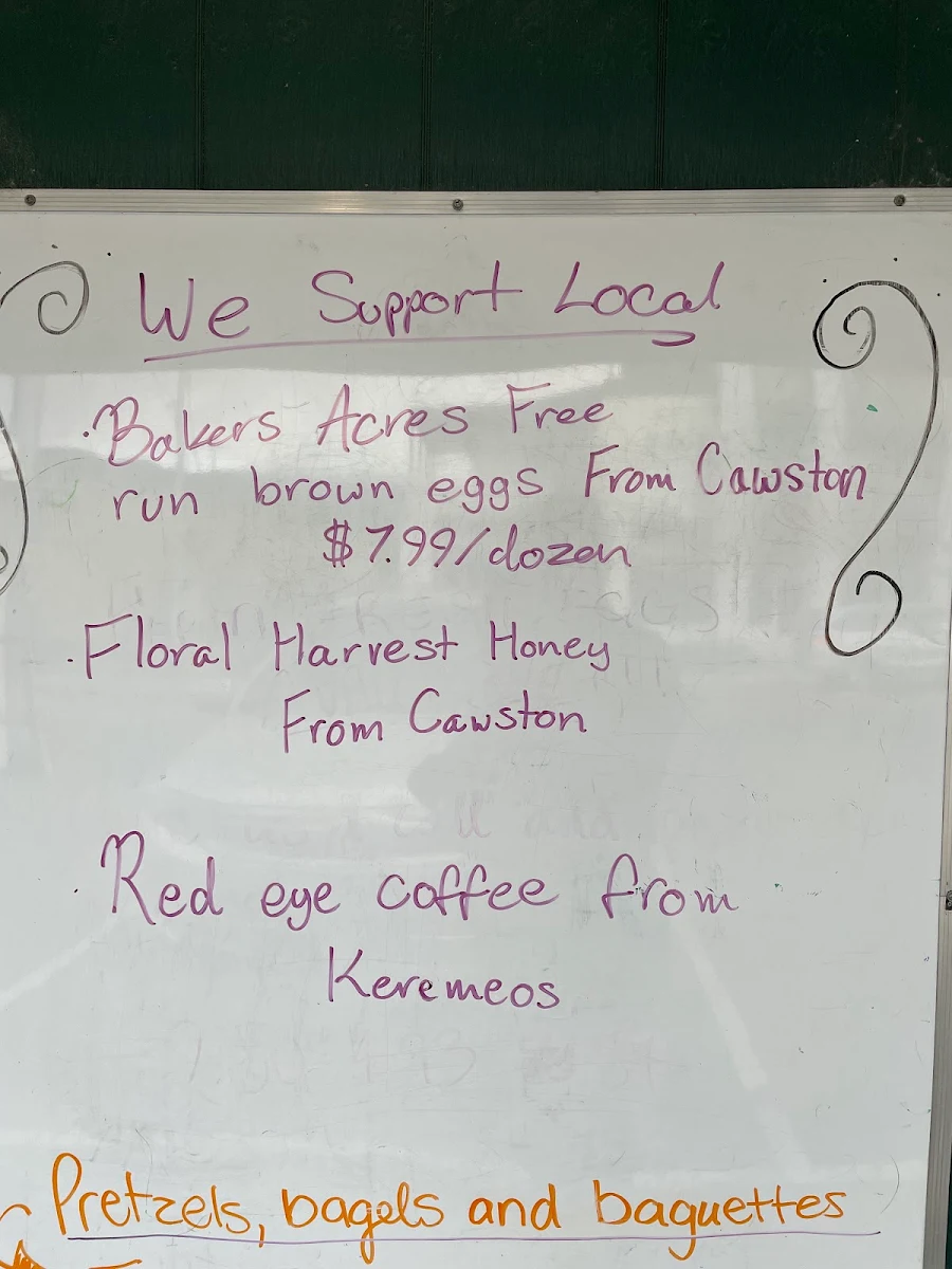 Menu, Crowsnest Bakery