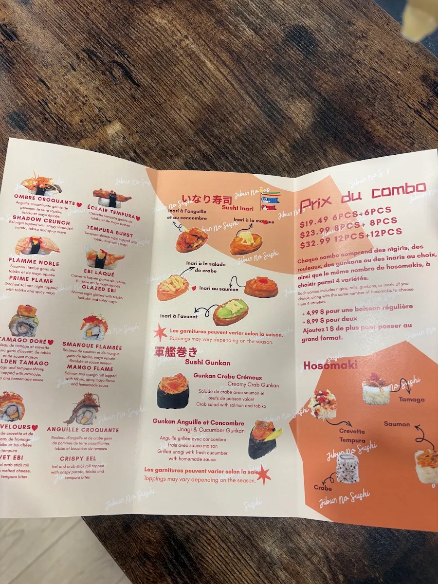 Menu, Jibun No Sushi