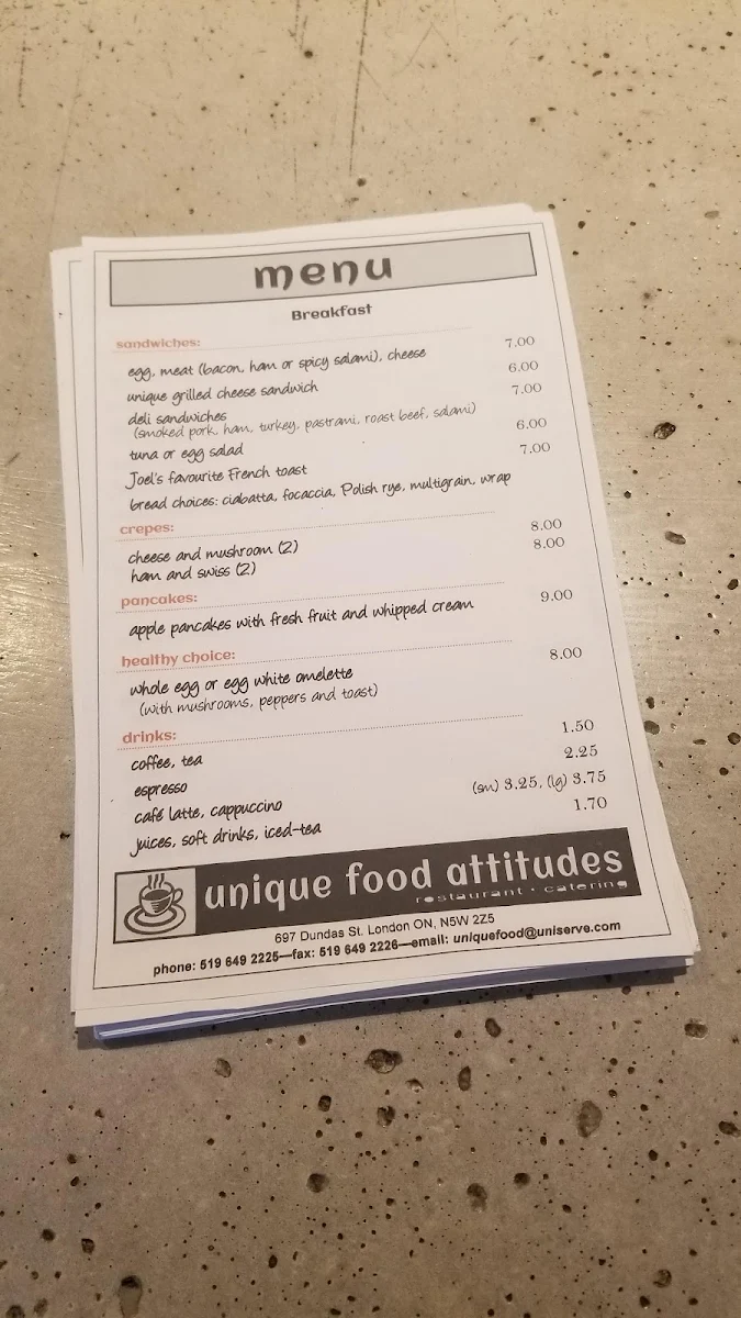 Menu, Unique Food Attitudes