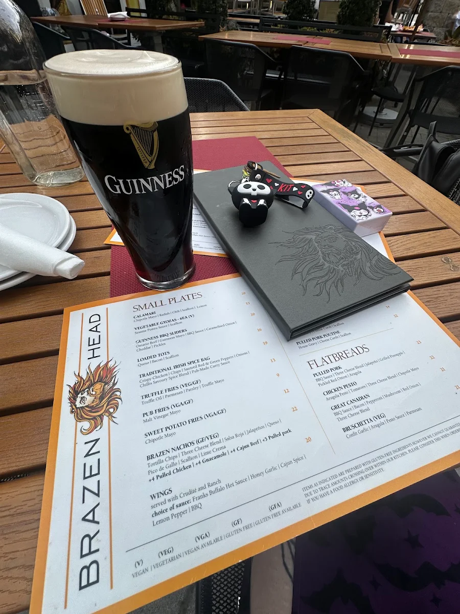 Menu, Brazen Head Irish Pub