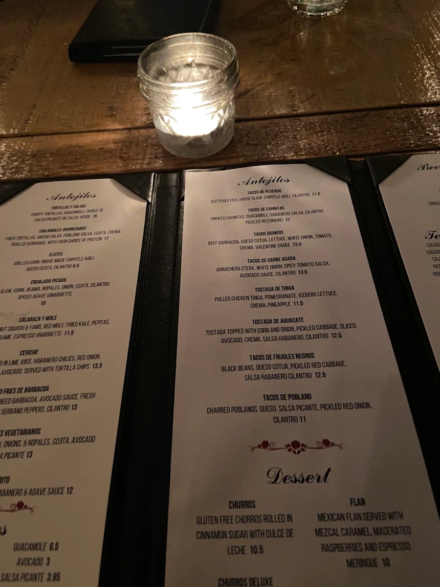 Menu, El Pocho Antojitos Bar