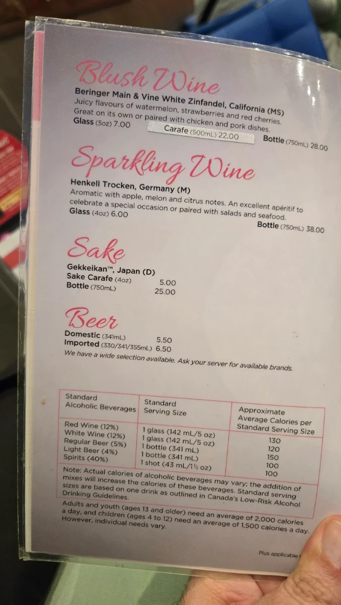 Menu, Mandarin Restaurant