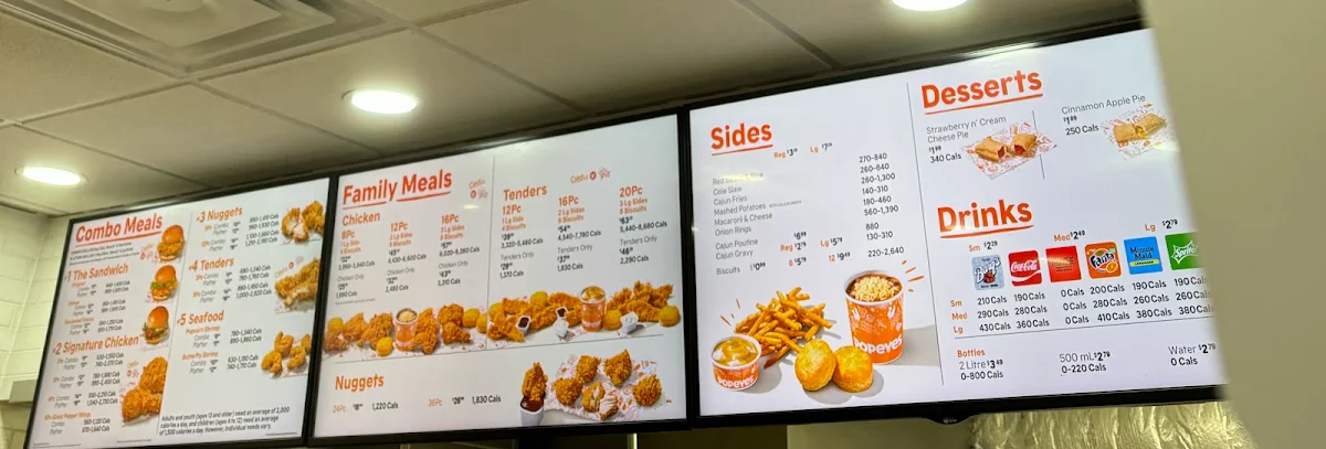 Menu, Popeyes Louisiana Kitchen