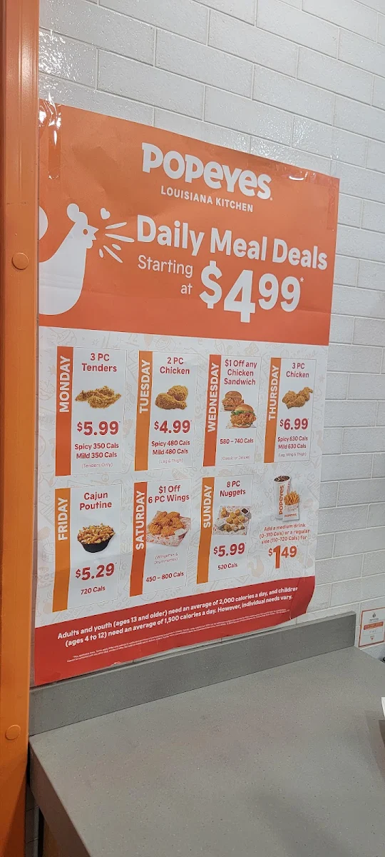 Menu, Popeyes Louisiana Kitchen