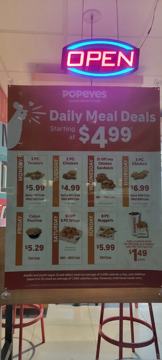Menu, Popeyes Louisiana Kitchen