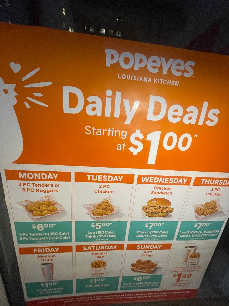 Menu, Popeyes Louisiana Kitchen
