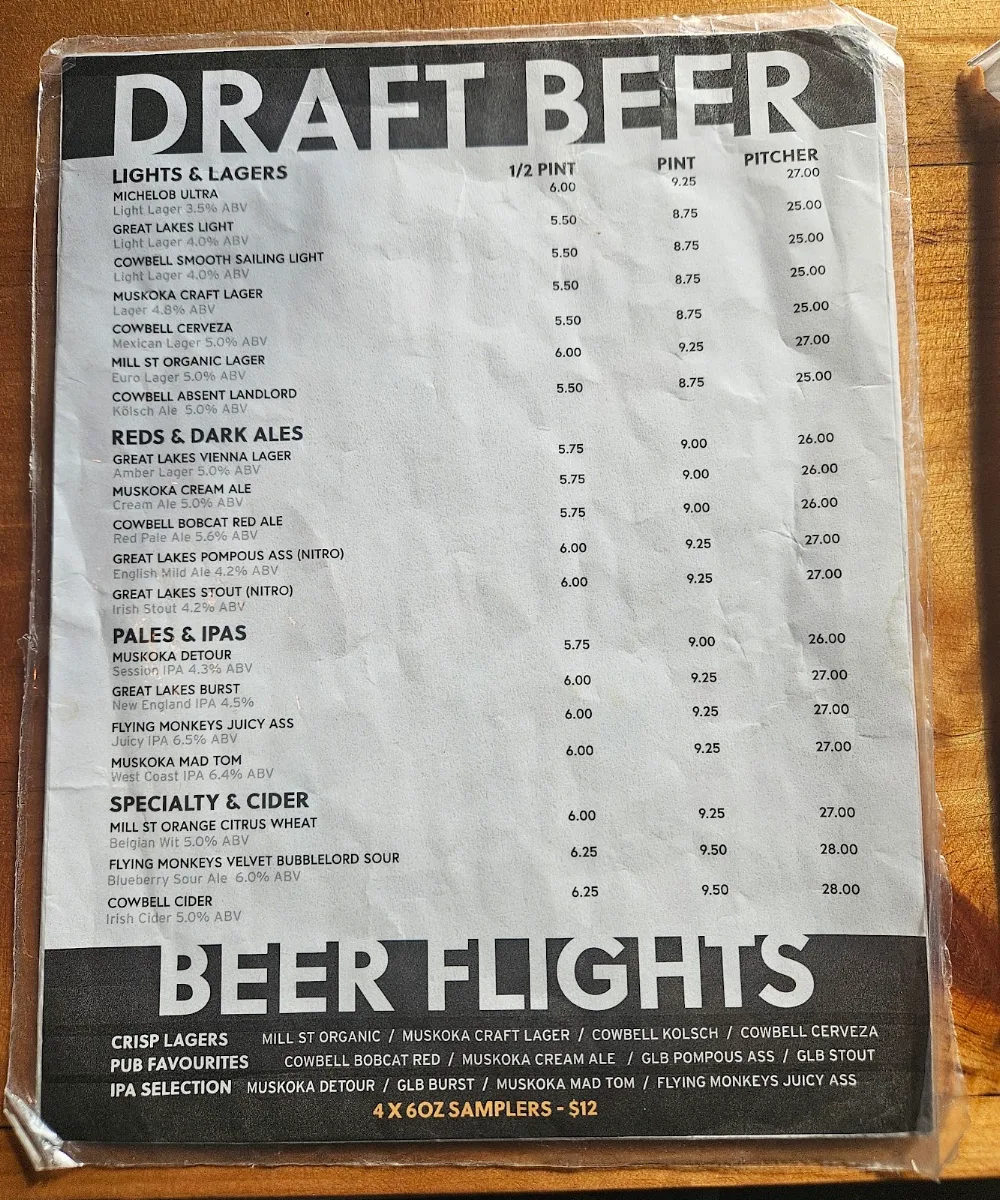 Menu, Canoe & Paddle