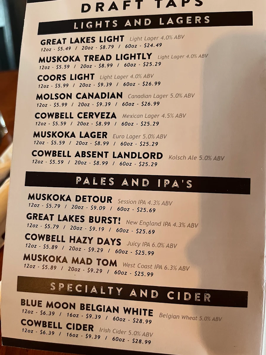 Menu, Canoe & Paddle