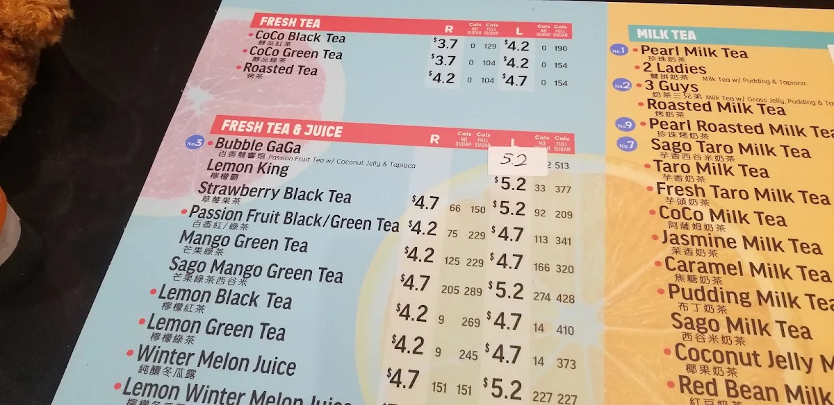 Menu, CoCo Bubble Tea - Simcoe St Oshawa