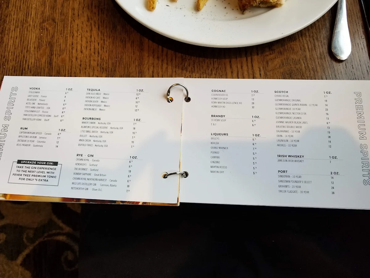 Menu, Chimney Corner Lounge