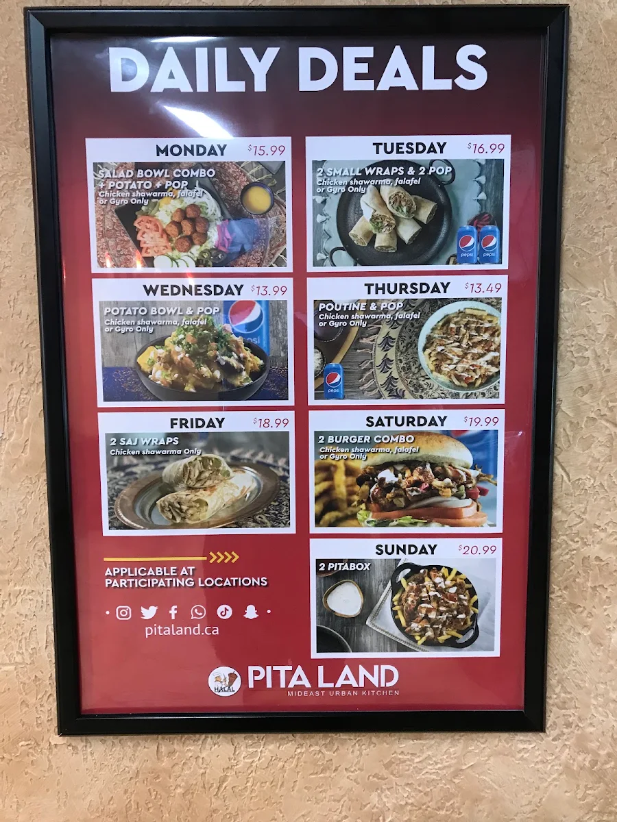 Menu, Pita Land Shawarma - Brampton Hurontario