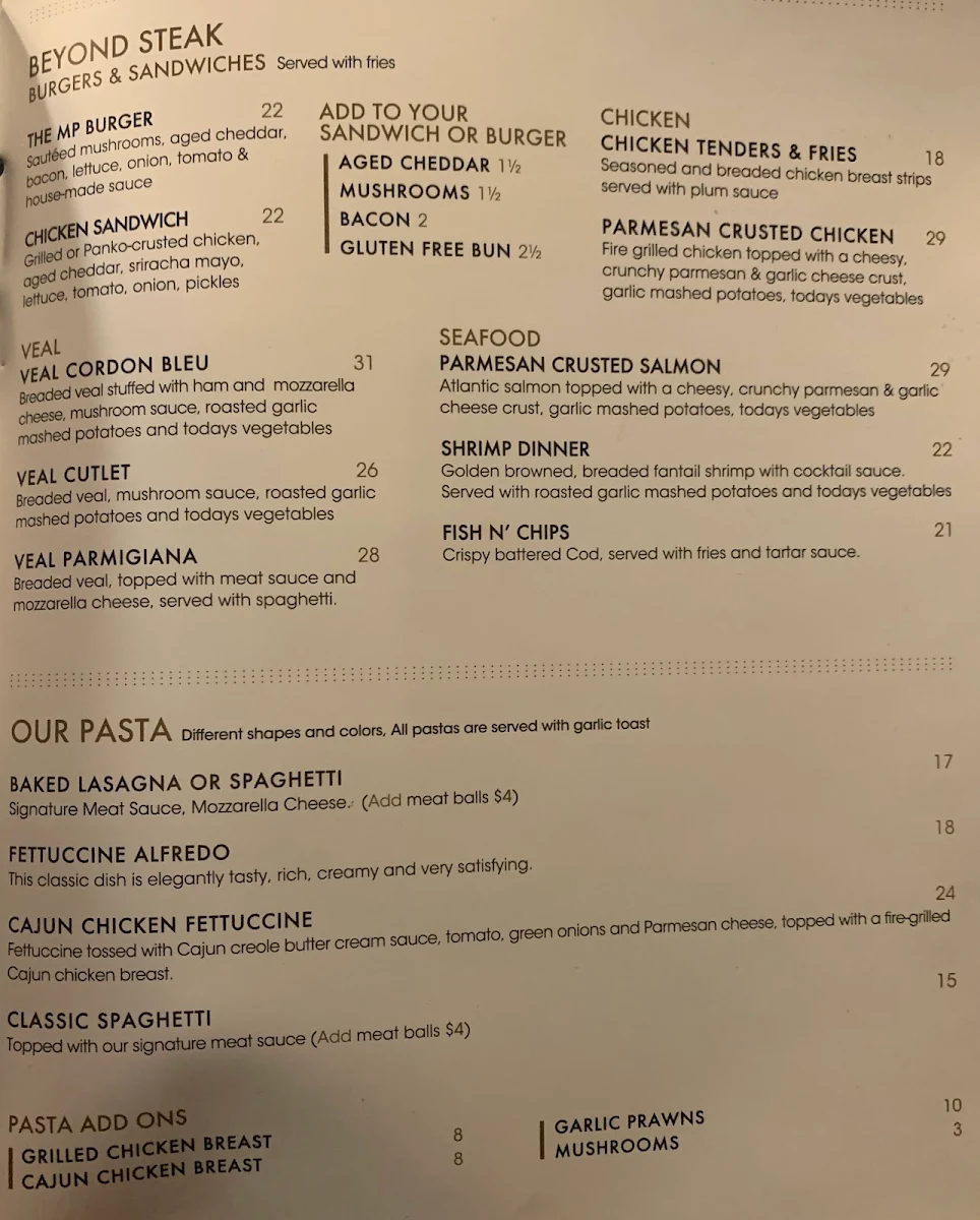 Menu, STEAKHOUSE by My Pizza