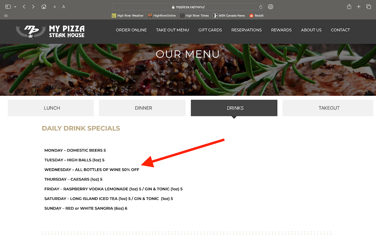 Menu, STEAKHOUSE by My Pizza