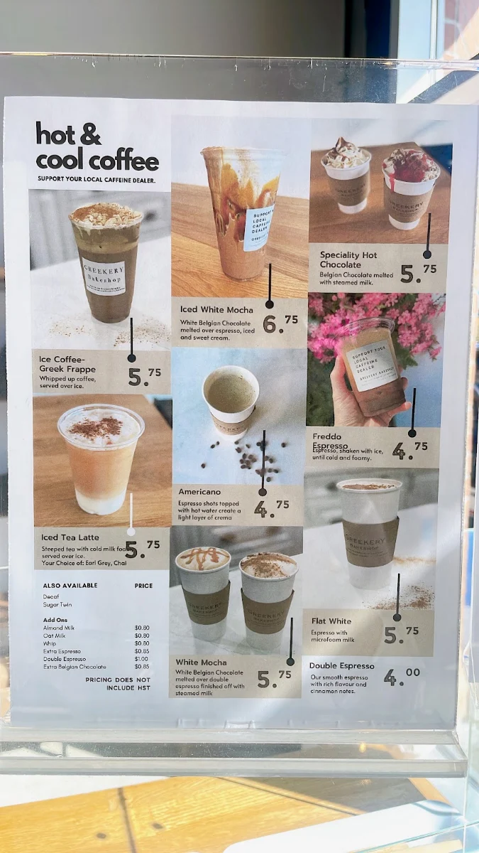 Menu, Greekery Bakeshop