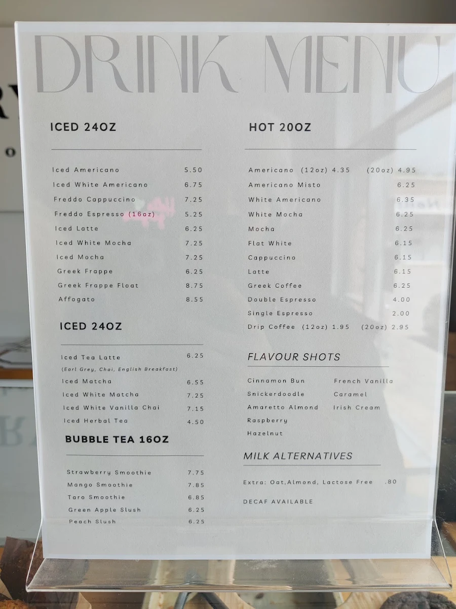 Menu, Greekery Bakeshop