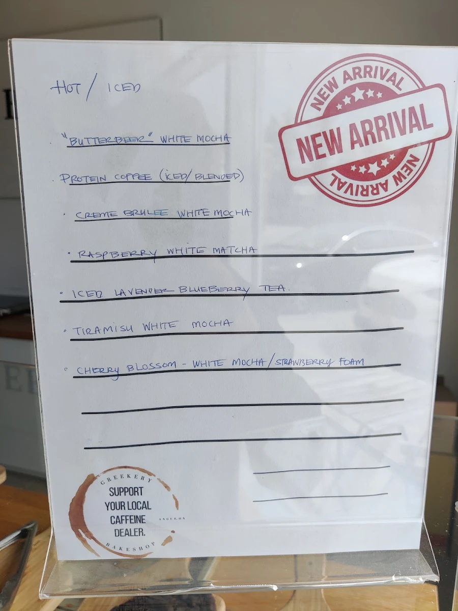Menu, Greekery Bakeshop