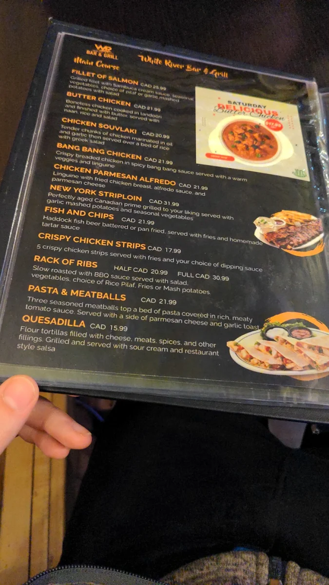 Menu, WR BAR & GRILL