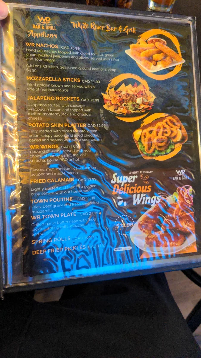 Menu, WR BAR & GRILL