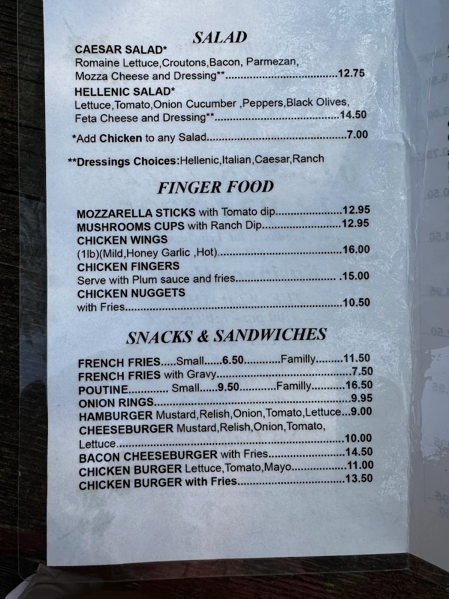 Menu, Moroni's Post Pizza