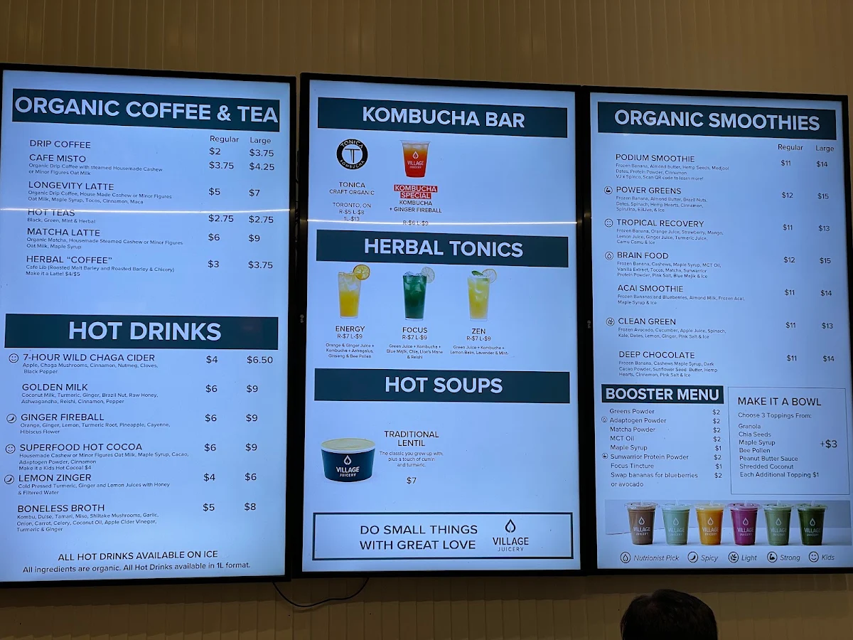 Menu, Village Juicery