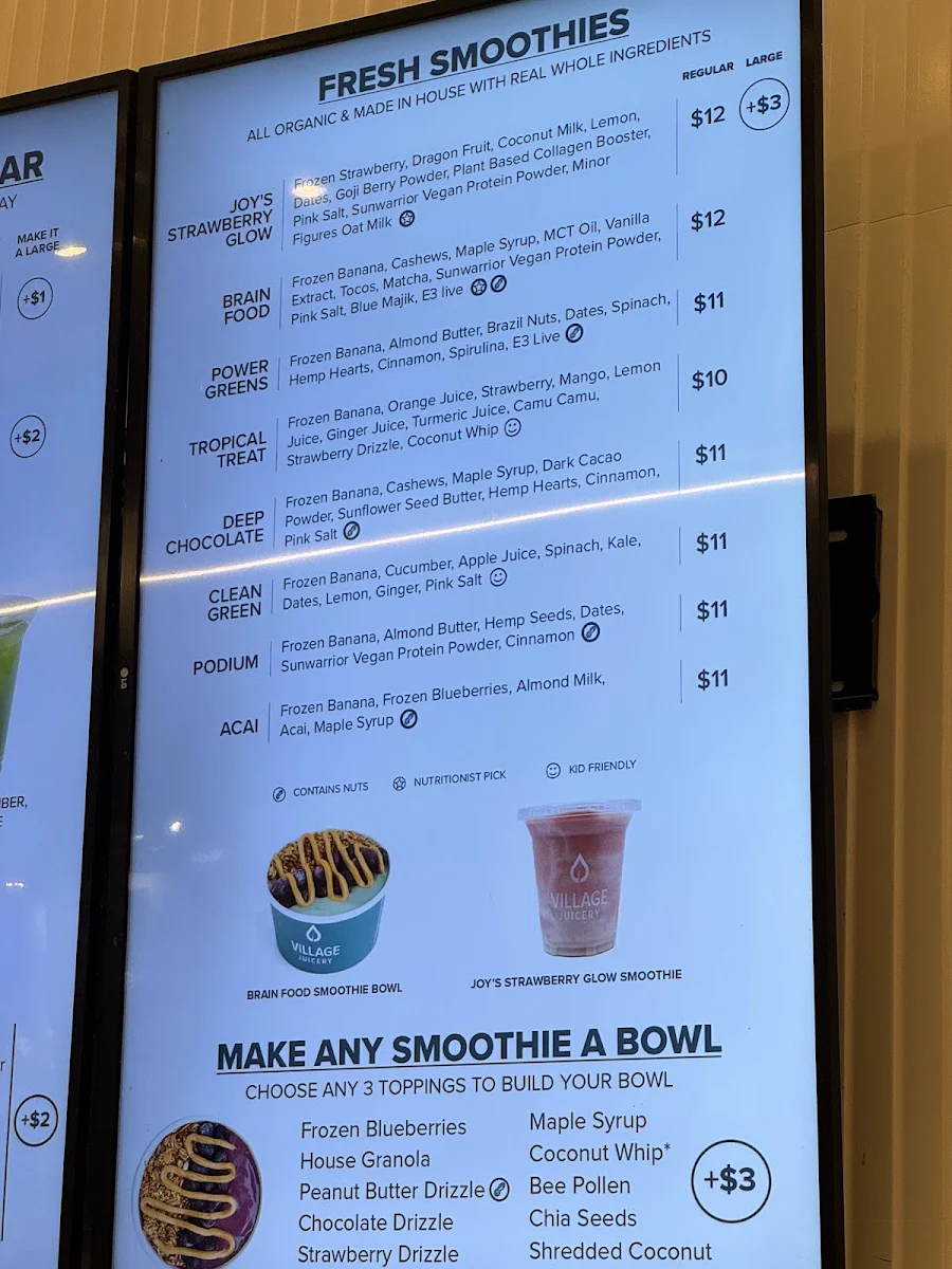 Menu, Village Juicery