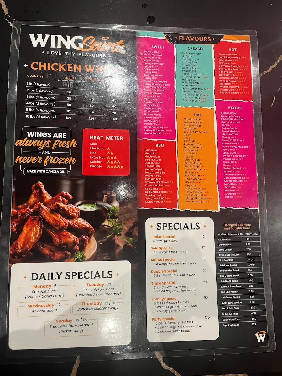 Menu, Wing Saints | Order Direct wingsaints.com