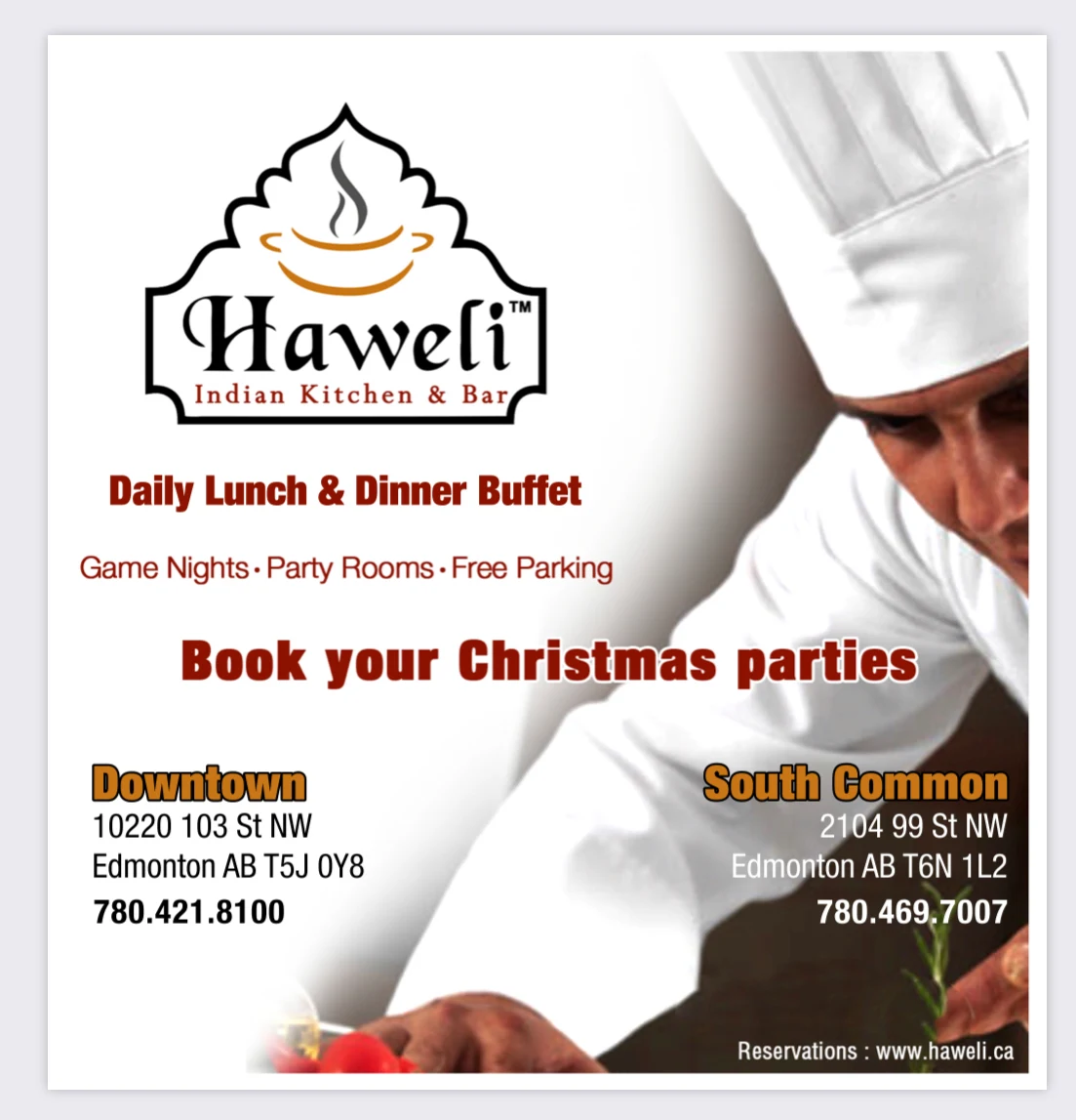 Menu, Haweli Indian Kitchen & Bar