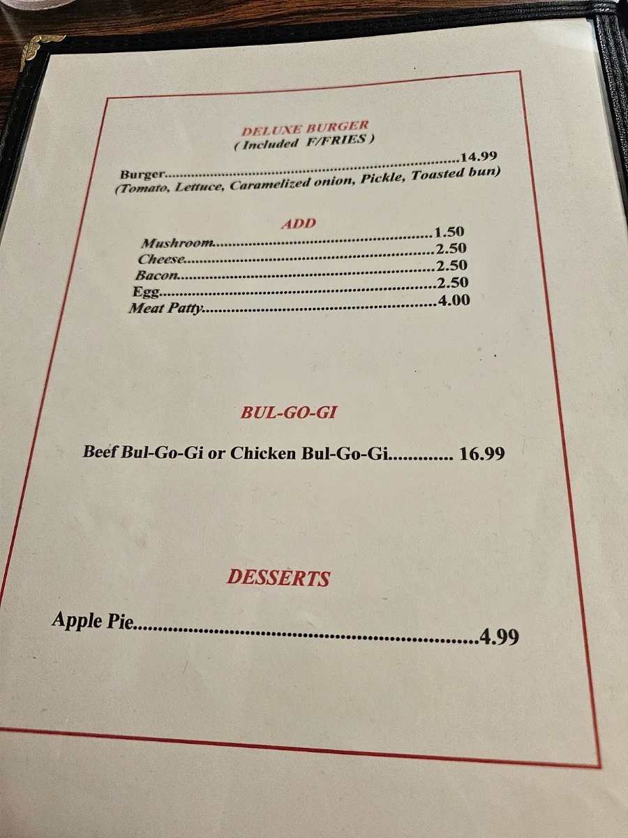 Menu, Red Goose Restaurant