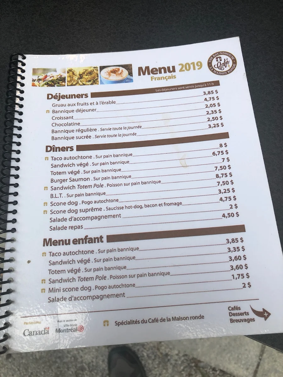 Menu, Café Maison Ronde | Roundhouse Cafe