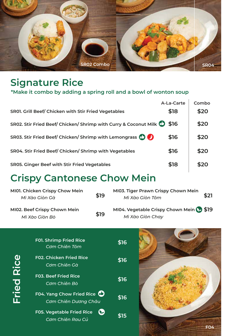 Menu, Saigon Paradise Restaurant
