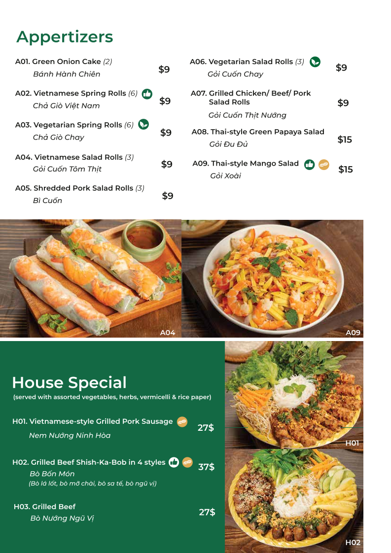 Menu, Saigon Paradise Restaurant