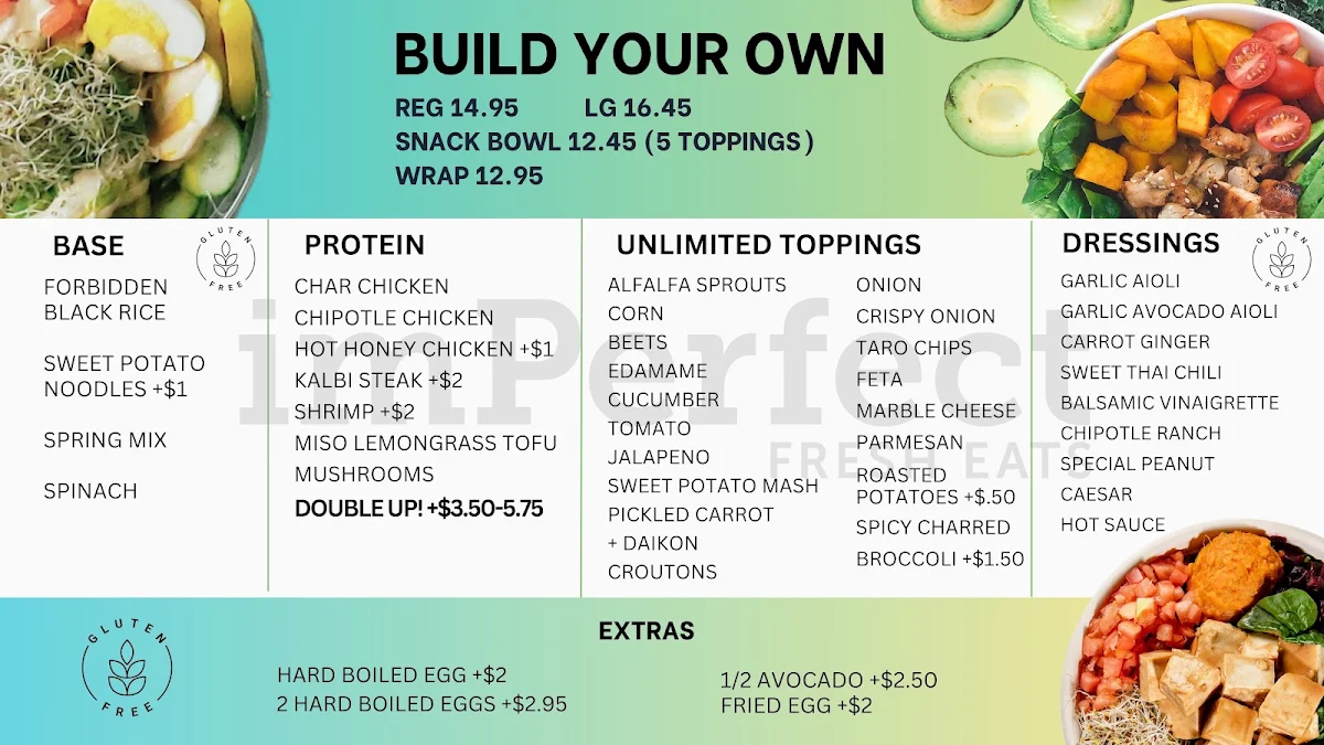 Menu, Imperfect Fresh Eats Etobicoke