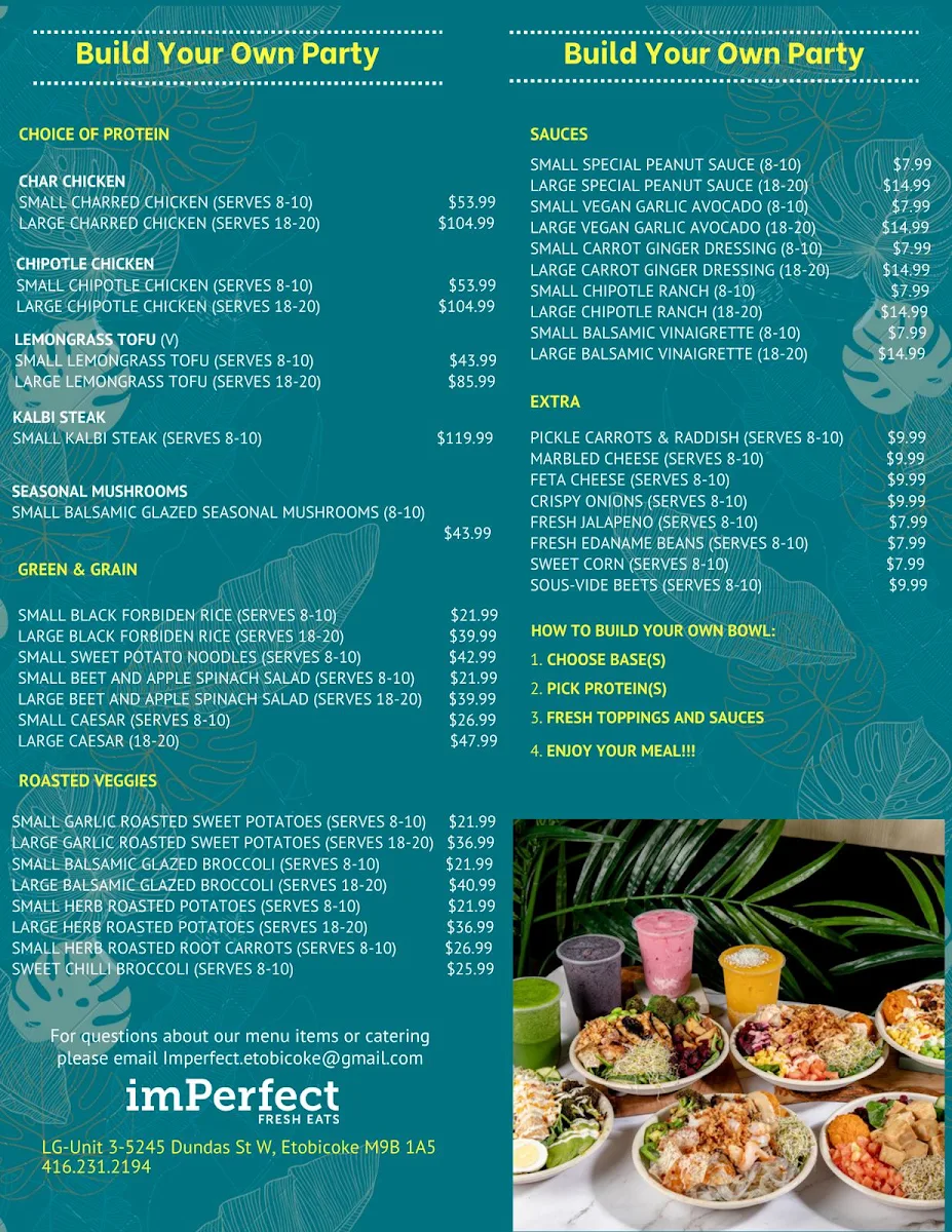 Menu, Imperfect Fresh Eats Etobicoke