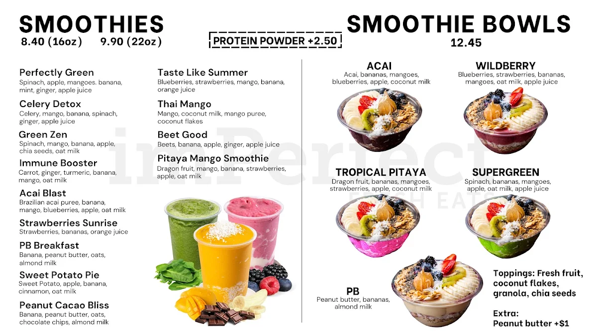 Menu, Imperfect Fresh Eats Etobicoke