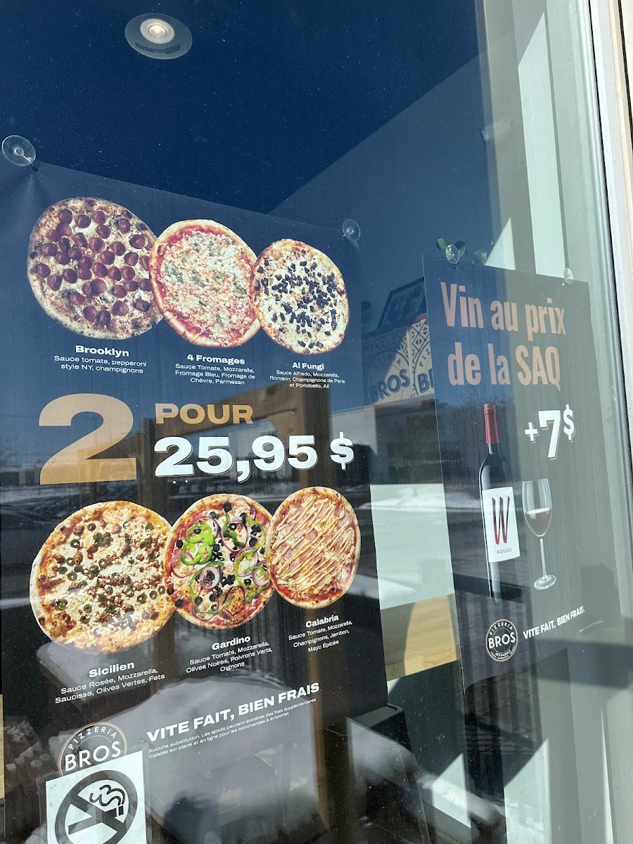 Menu, Pizzeria Bros (Vaudreuil)