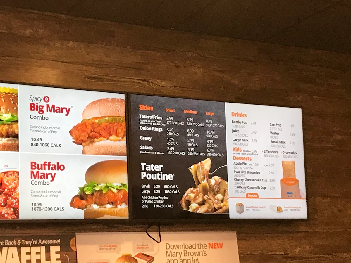 Menu, Mary Brown's Chicken