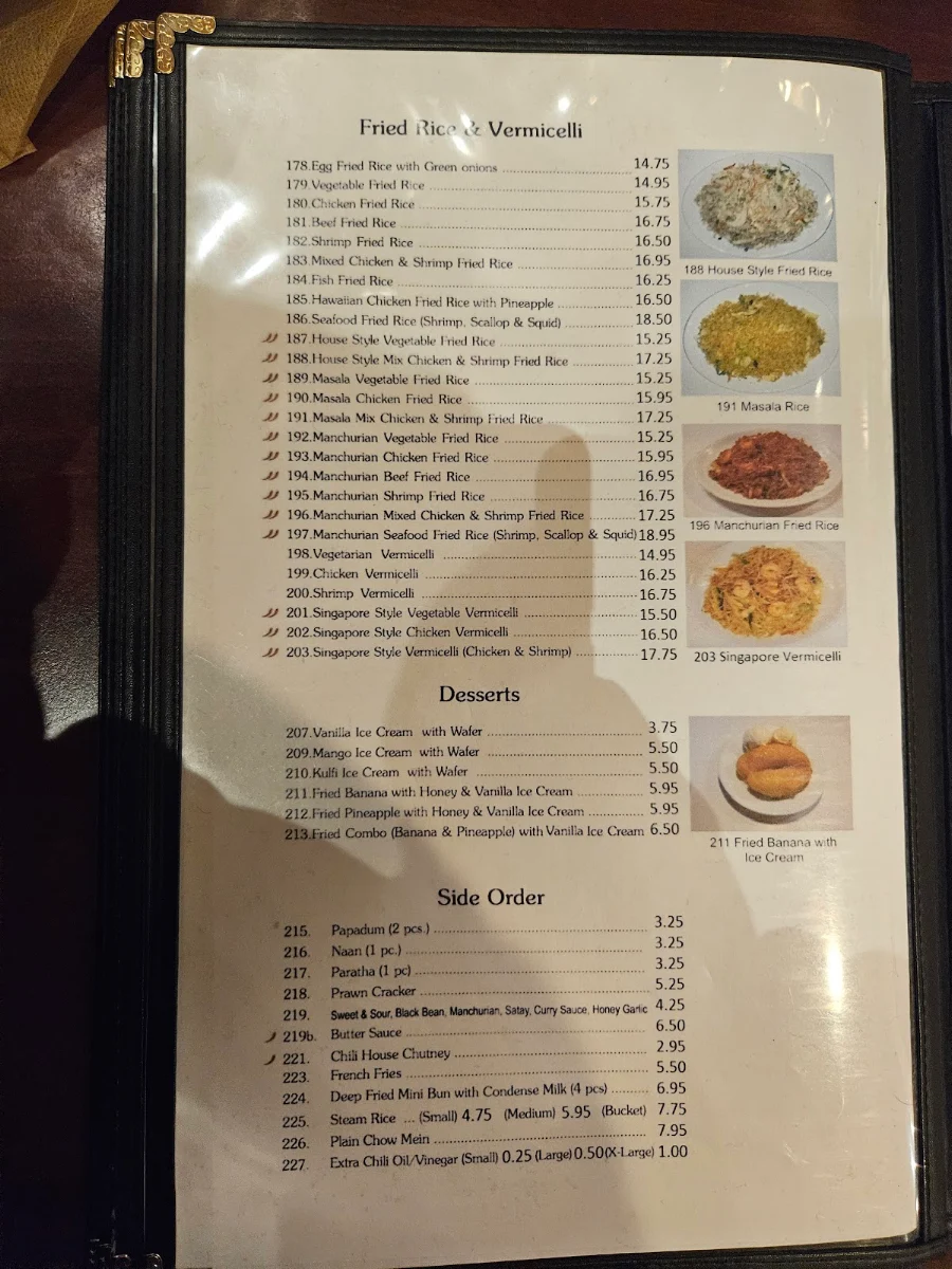 Menu, Chili House Restaurant