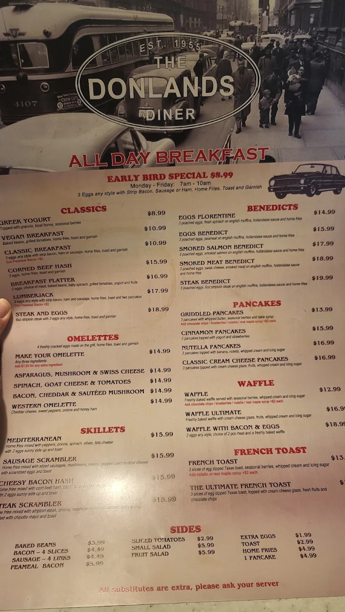 Menu, The Donlands Diner