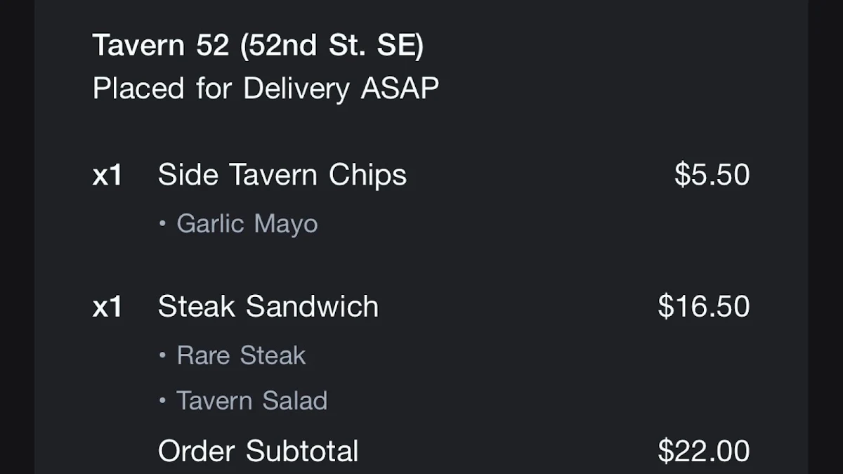 Menu, Tavern 52 Bar & Grill