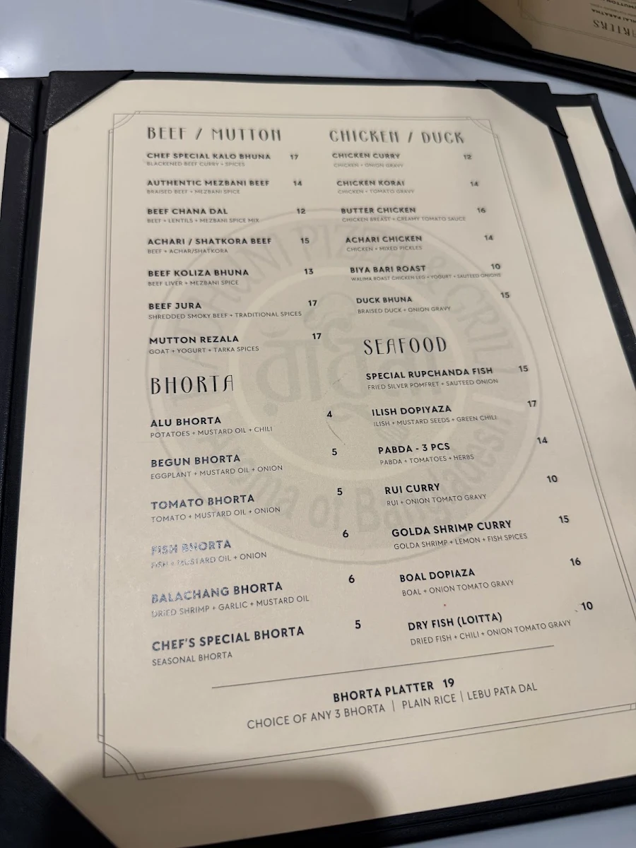 Menu, Radhuni Pizza & Grill