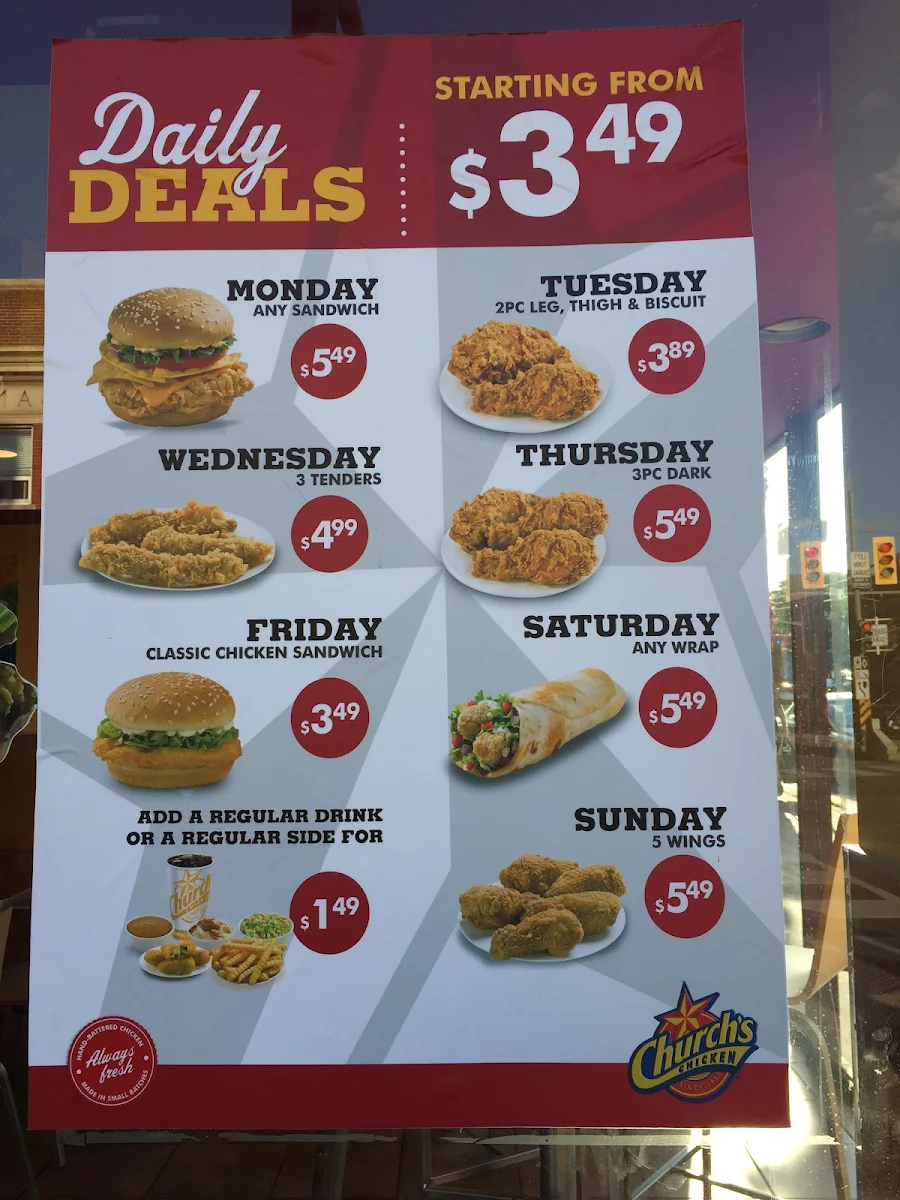 Menu, Church's Texas Chicken